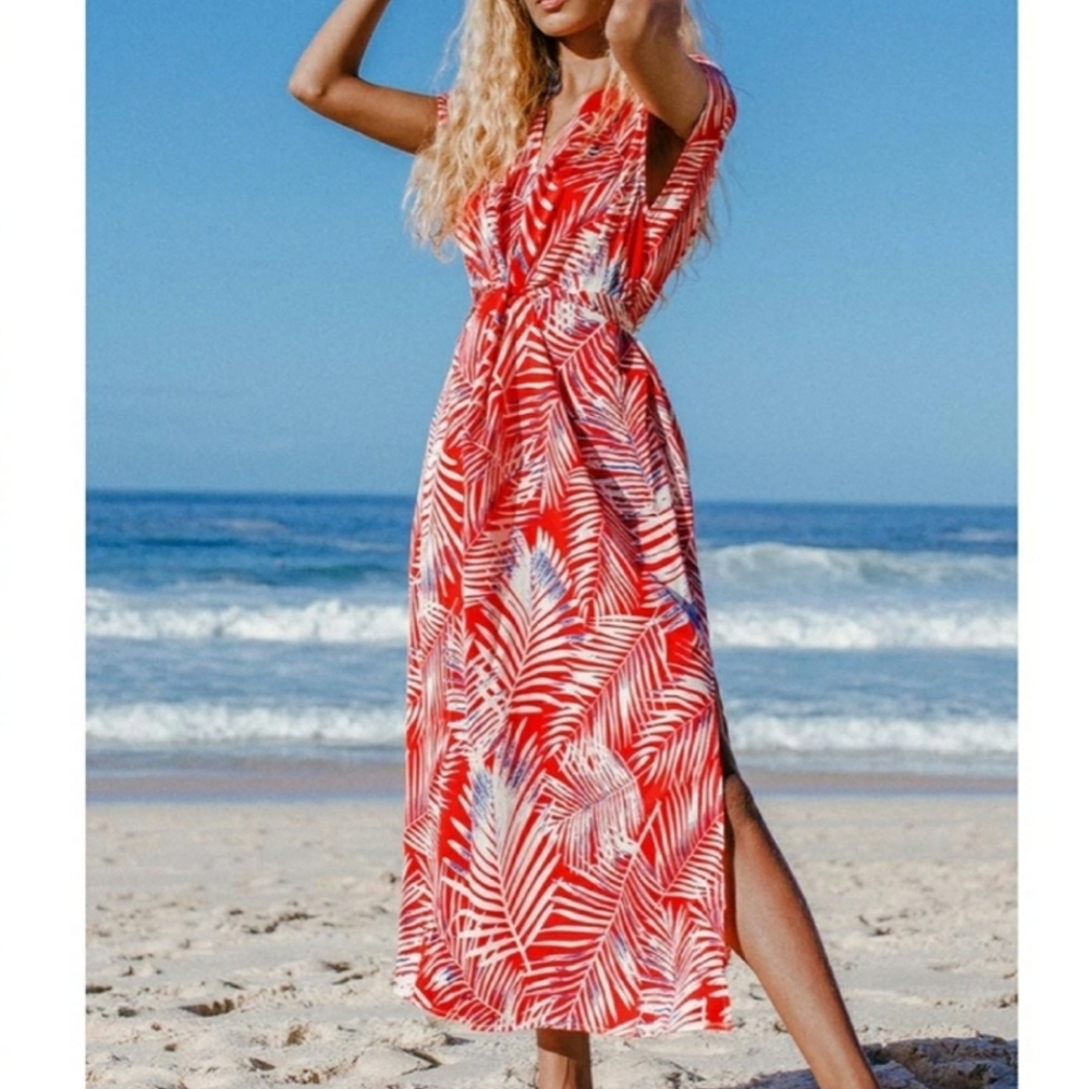 Emmy Leafy Wrap Dress